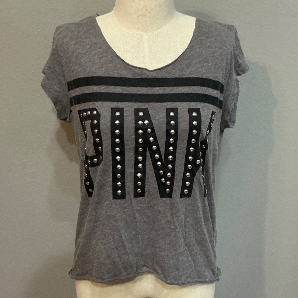 PINK Victoria's Secret Gray Studded Tee